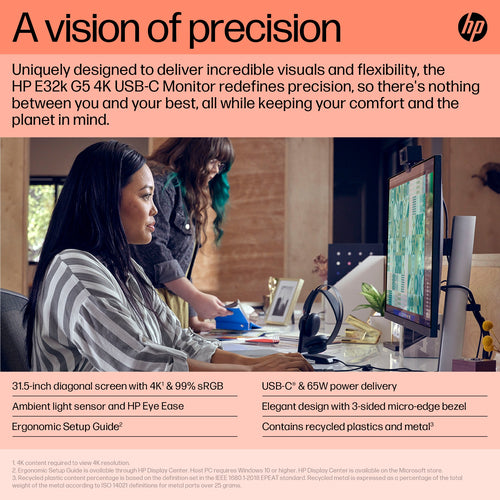 HP E32k G5 4K computer monitor 80 cm (31.5 HP E32k G5 4K computer monitor 80 cm (31.5